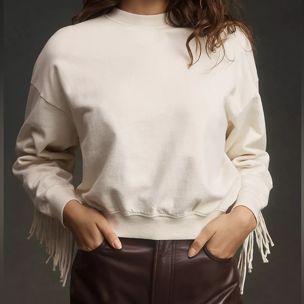 Clare V. Fringe Cream Sweatshirt - Picture 6 of 7